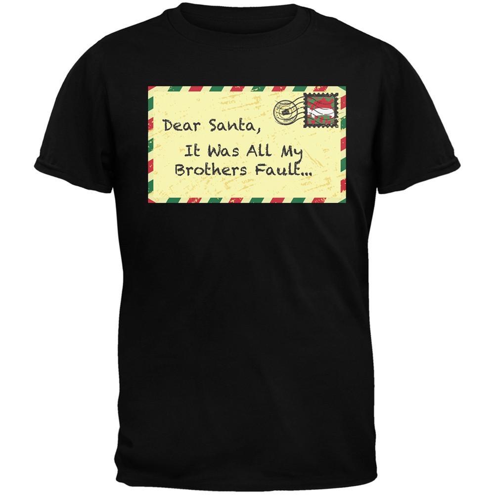 Dear Santa It Was All My Brothers Fault Black Youth T-Shirt