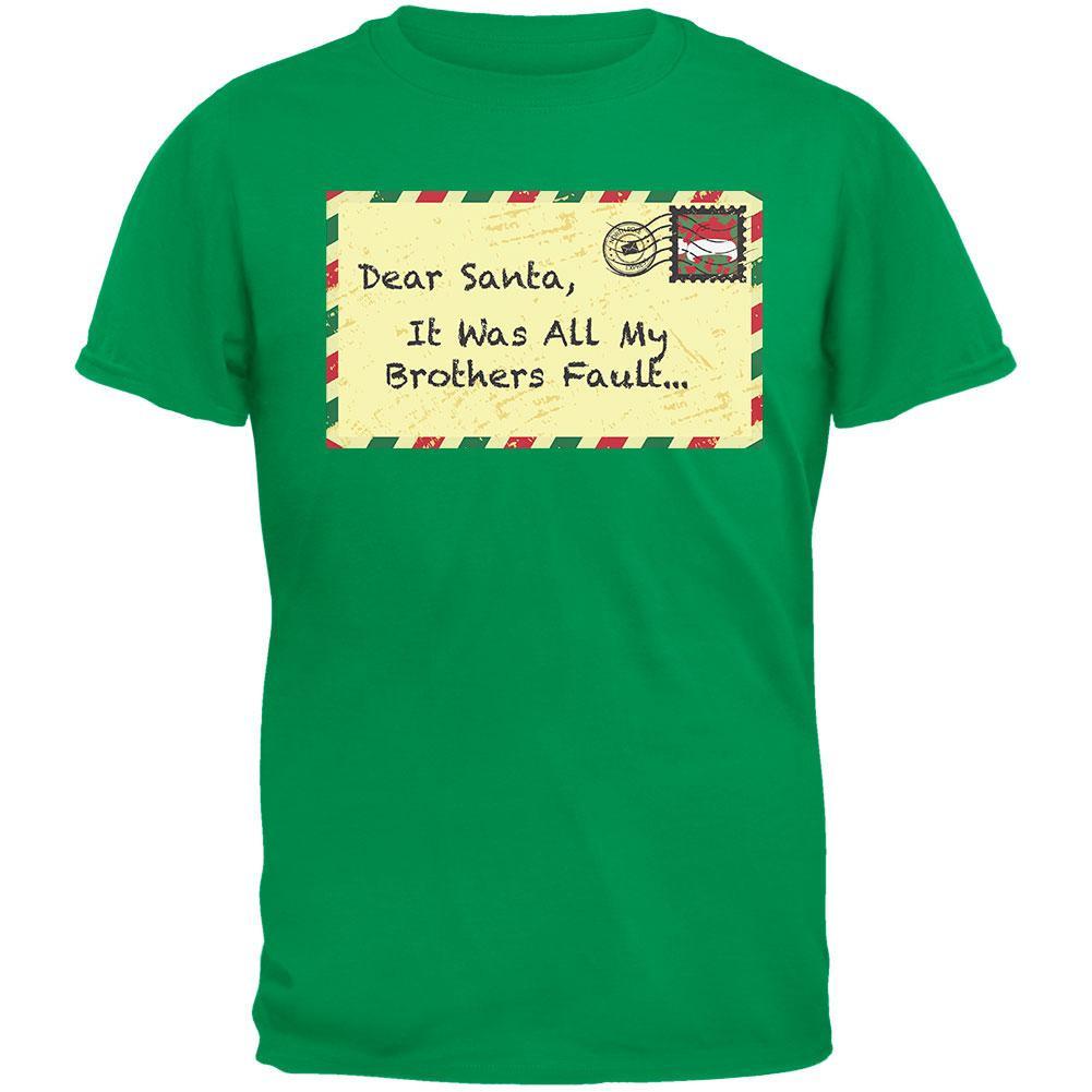 Dear Santa It Was All My Brothers Fault Black Youth T-Shirt
