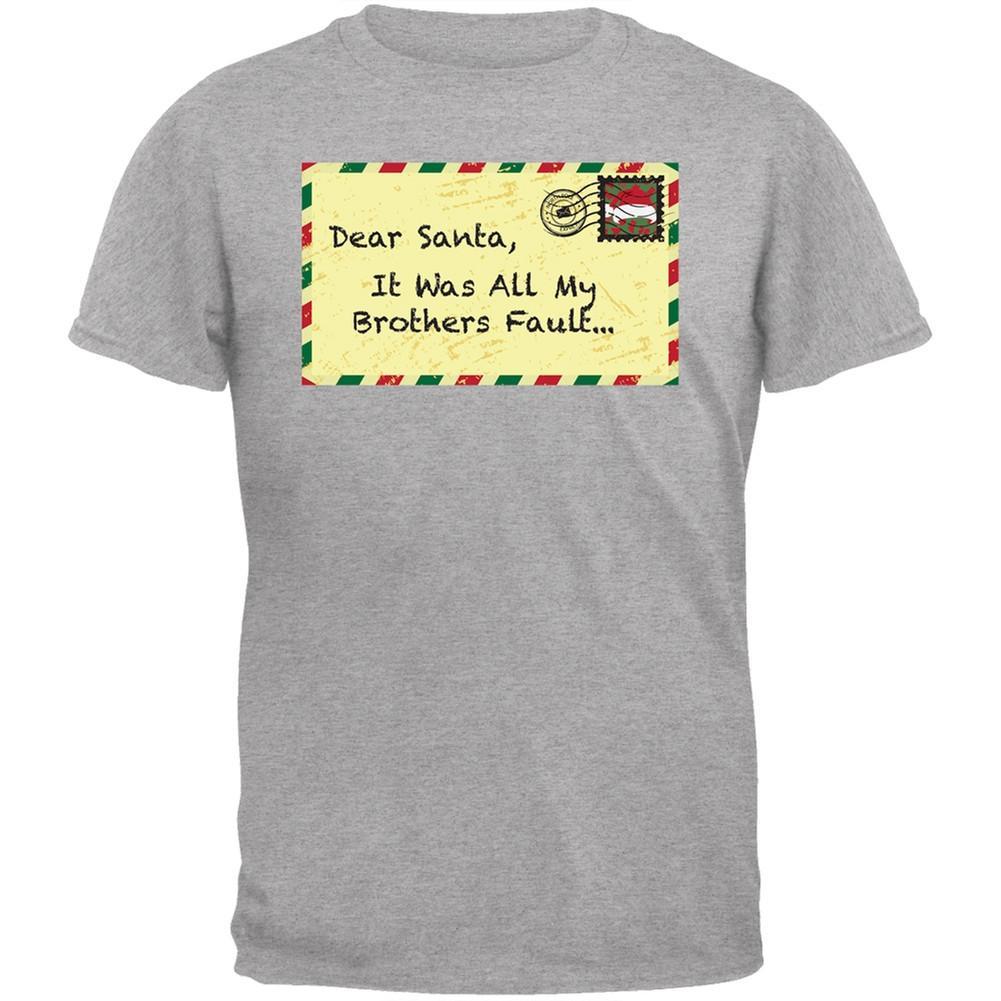 Dear Santa It Was All My Brothers Fault Black Youth T-Shirt