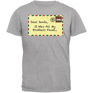 Dear Santa It Was All My Brothers Fault Black Youth T-Shirt