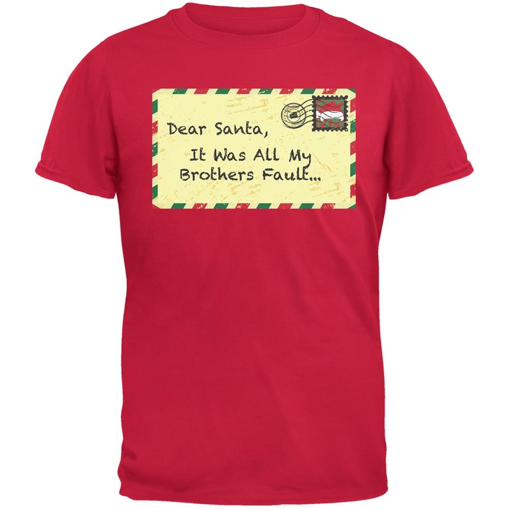 Dear Santa It Was All My Brothers Fault Black Youth T-Shirt