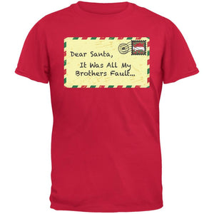 Dear Santa It Was All My Brothers Fault Black Youth T-Shirt