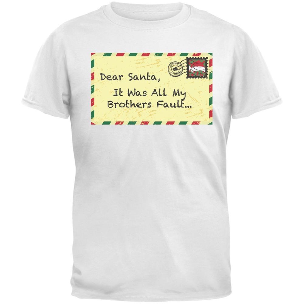 Dear Santa It Was All My Brothers Fault Black Youth T-Shirt
