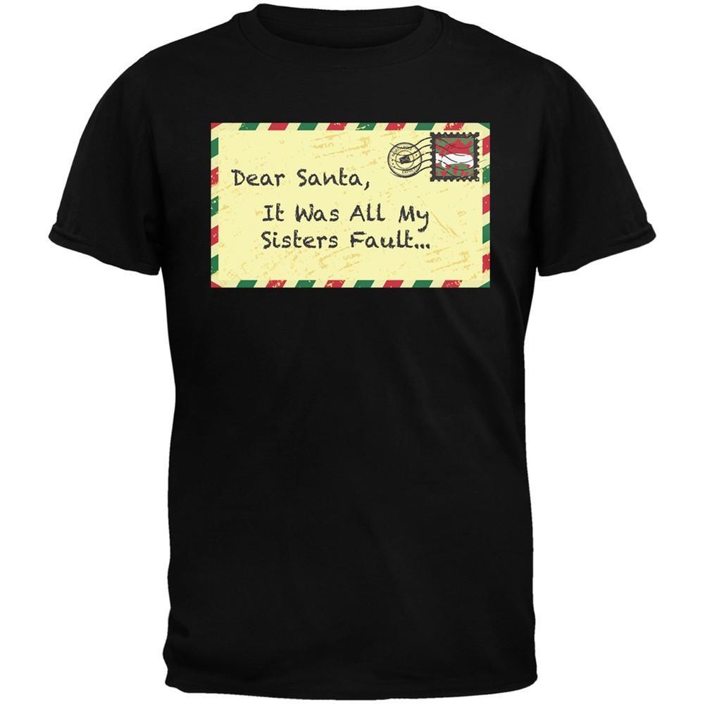 Dear Santa It Was All My Sisters Fault Black Youth T-Shirt
