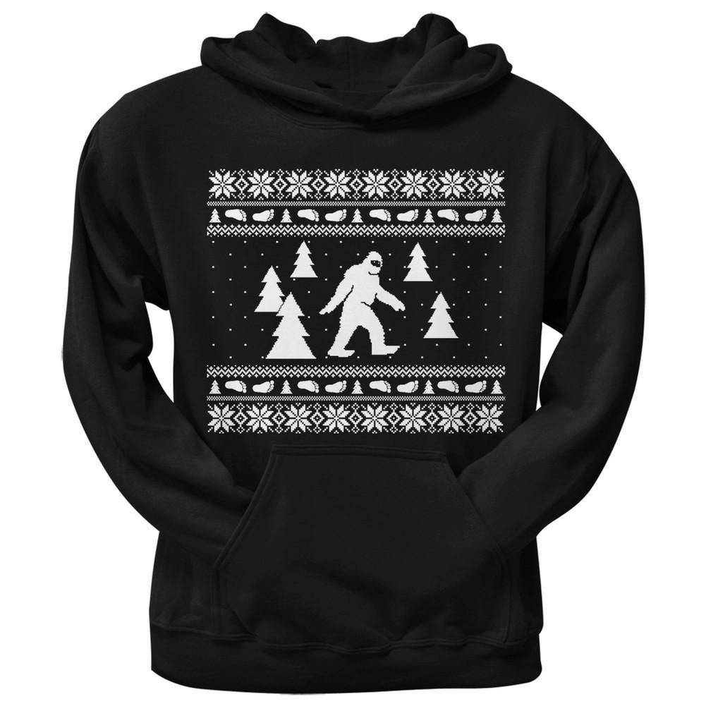 Sasquatch Ugly Christmas Sweater Black Adult Pullover Hoodie