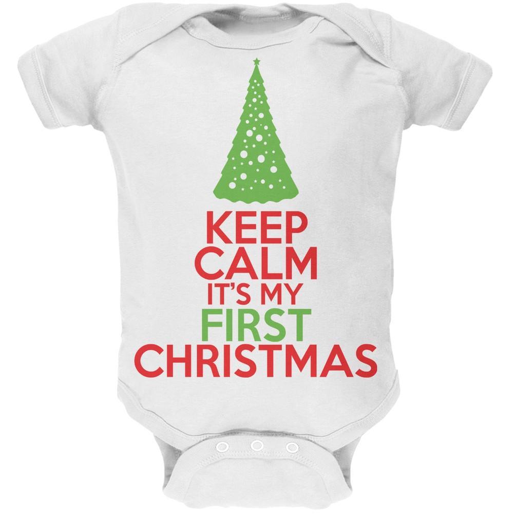 Keep Calm It's My First Christmas White Baby One Piece