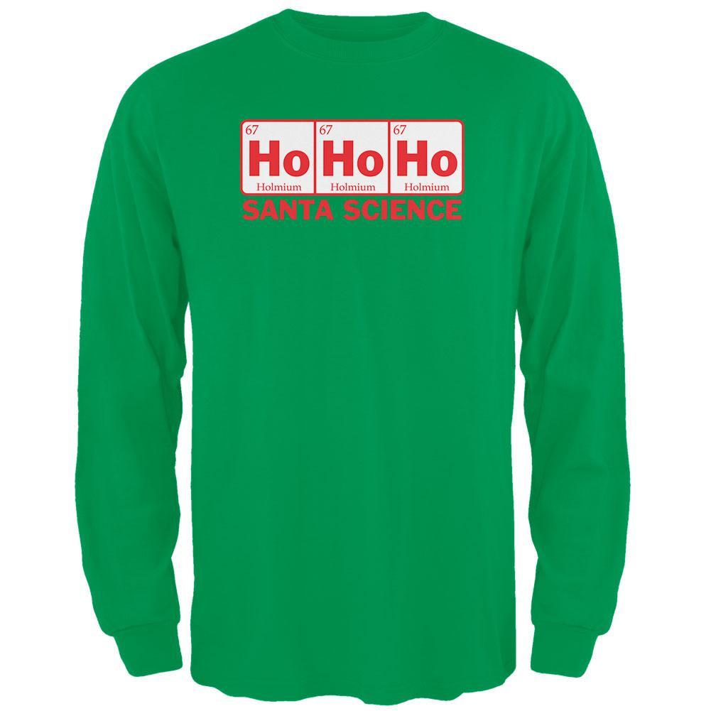 Santa Science Periodic Table Green Adult Long Sleeve T-Shirt