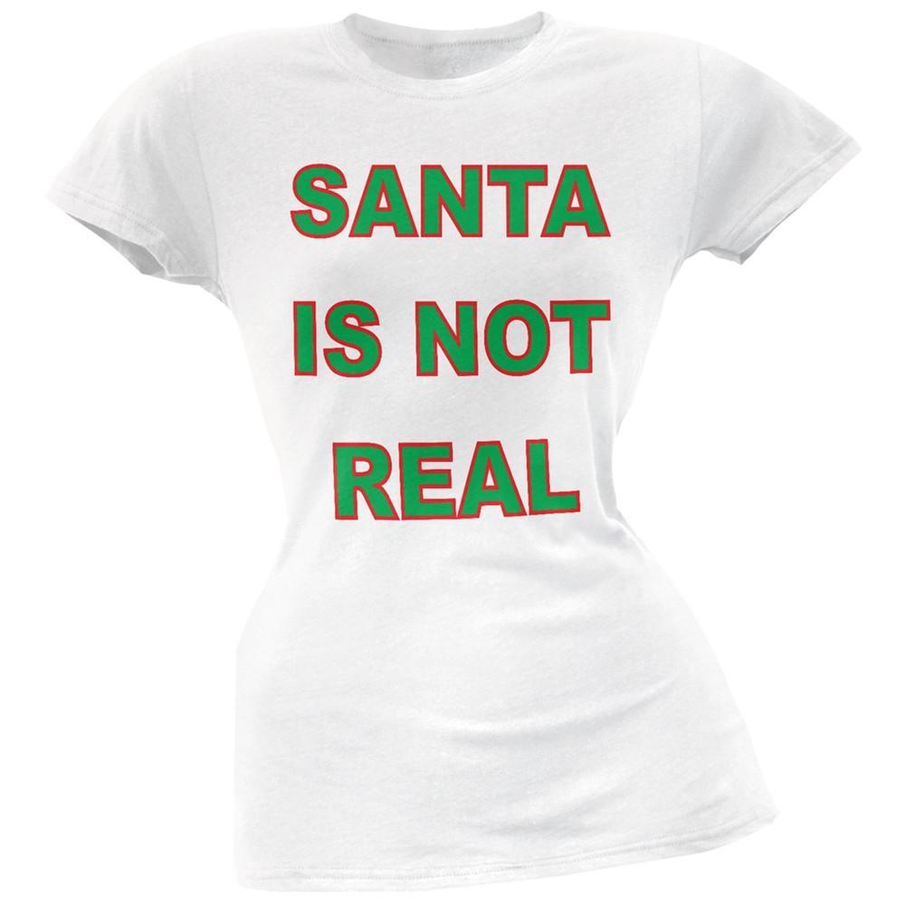 Santa Is Not Real Green Soft Juniors T-Shirt