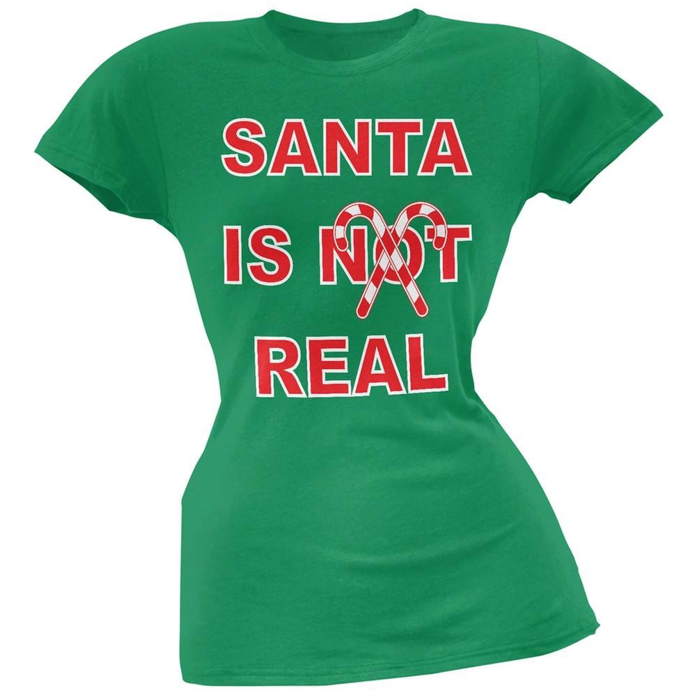 Santa Is Real Green Soft Juniors T-Shirt