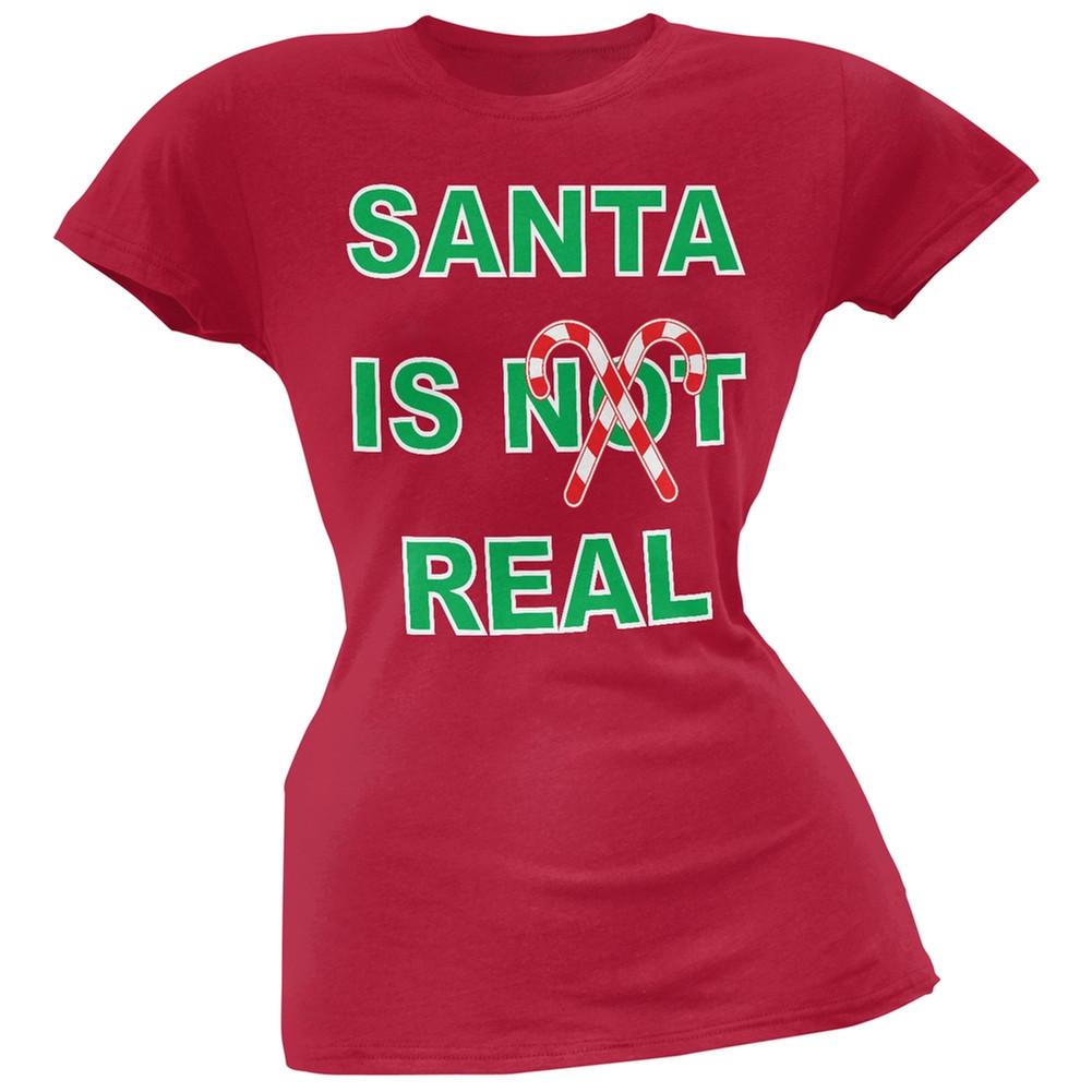 Santa Is Real Green Soft Juniors T-Shirt