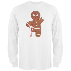 Ginger Bread Man With Candy Cane Crutch Black Adult Long Sleeve T-Shirt