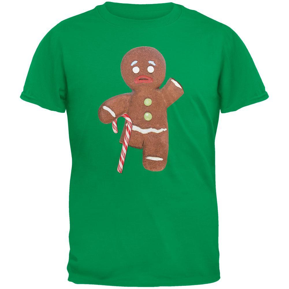 Ginger Bread Man With Candy Cane Crutch Black Youth T-Shirt