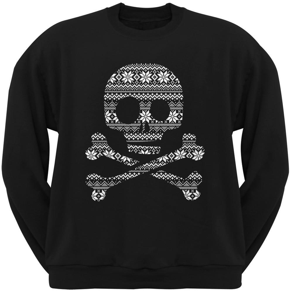 Skull & Crossbones Silhouette Ugly Christmas Sweater Black Adult Sweatshirt