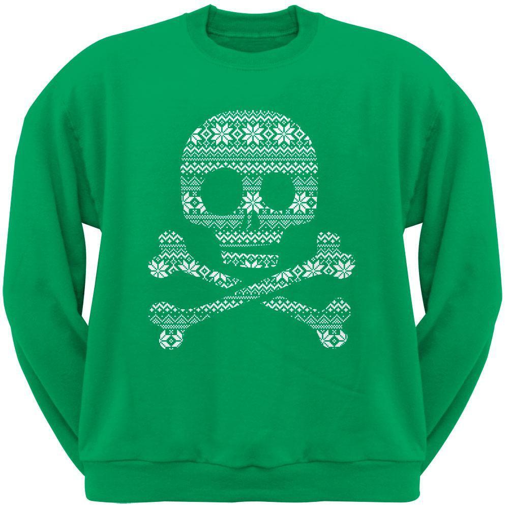 Skull & Crossbones Silhouette Ugly Christmas Sweater Black Adult Sweatshirt