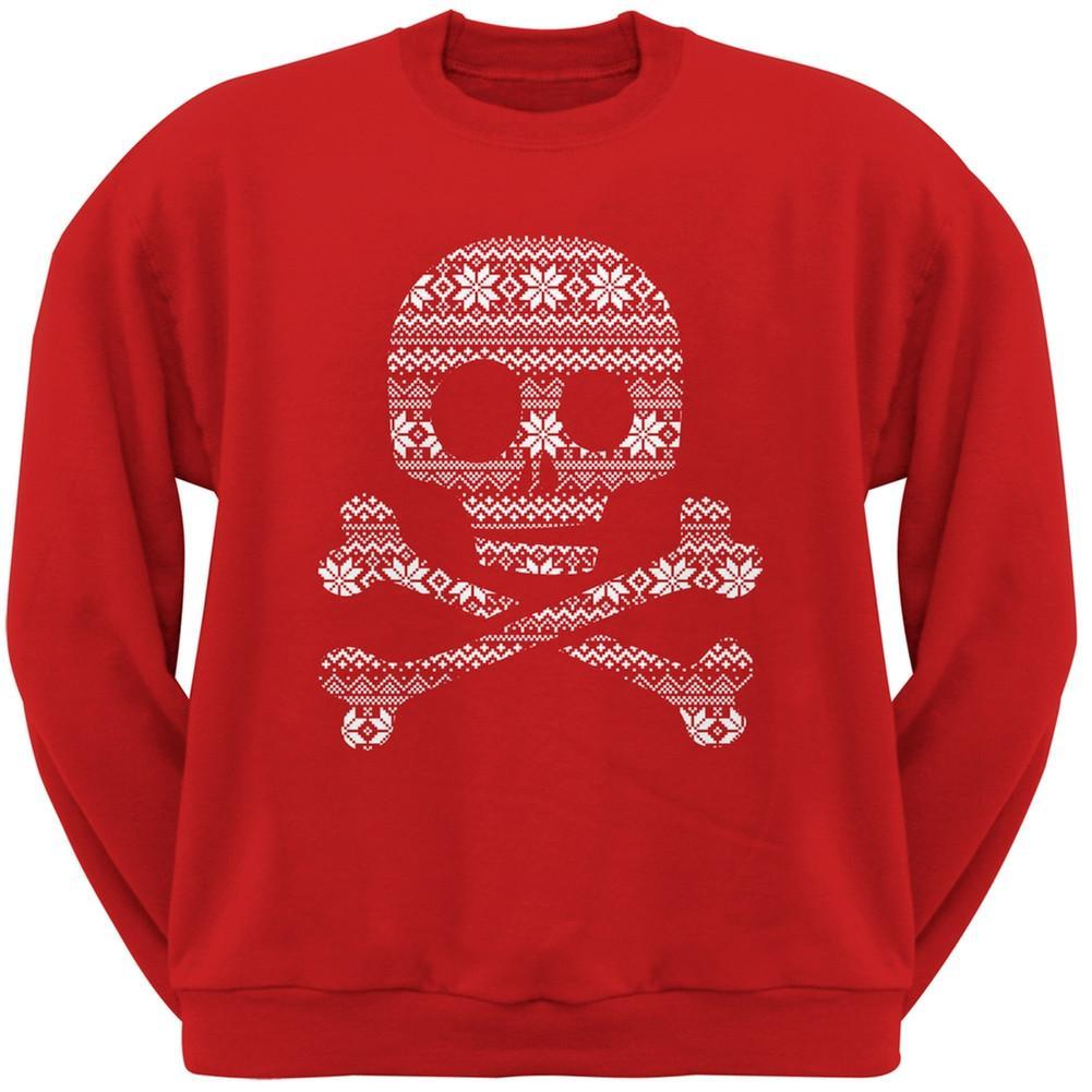 Skull & Crossbones Silhouette Ugly Christmas Sweater Black Adult Sweatshirt