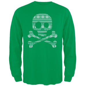 Skull & Crossbones Silhouette Ugly Christmas Sweater Black Adult Long Sleeve T-Shirt