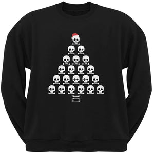 Skull & Crossbones Christmas Tree Black Adult Crew Neck Sweatshirt