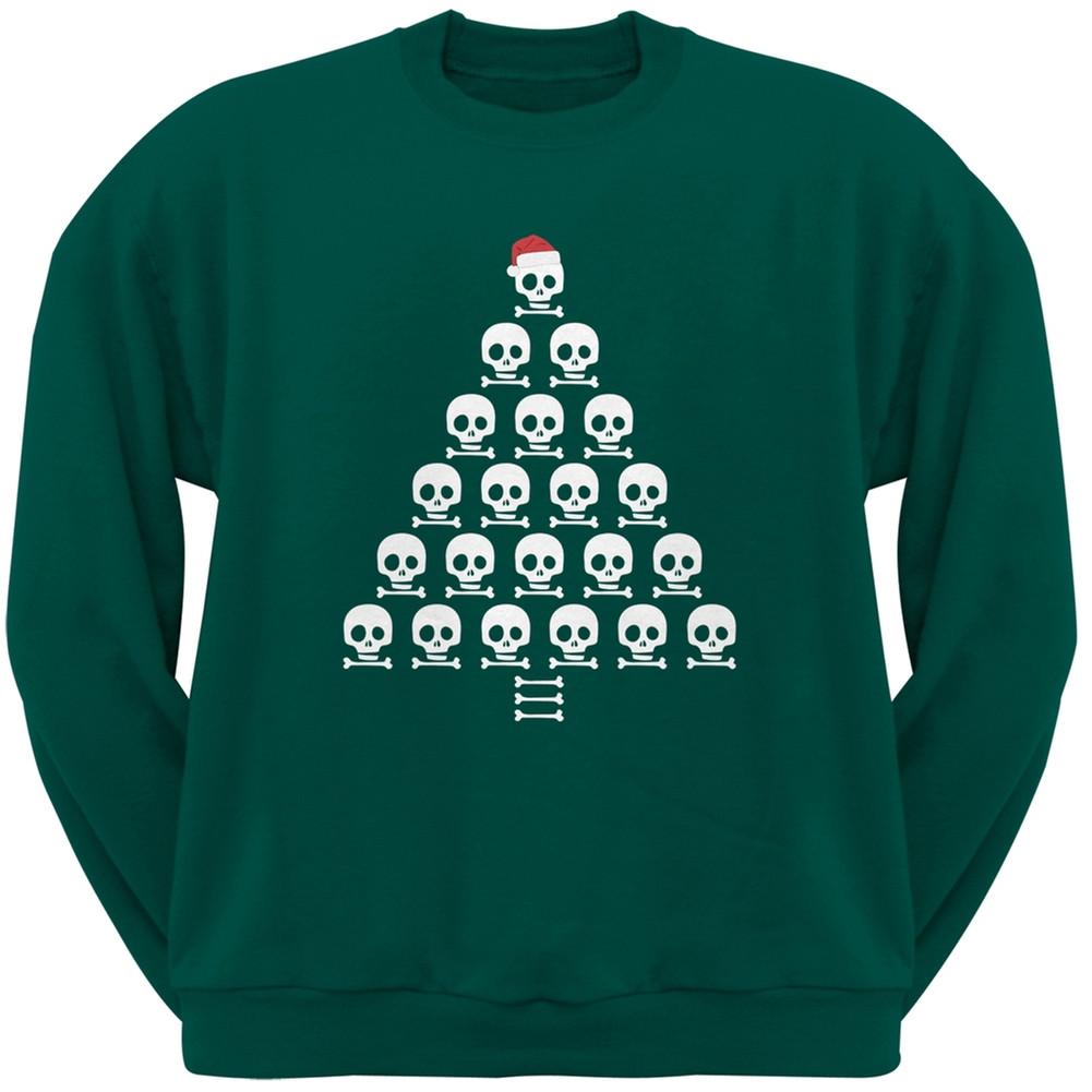 Skull & Crossbones Christmas Tree Black Adult Crew Neck Sweatshirt