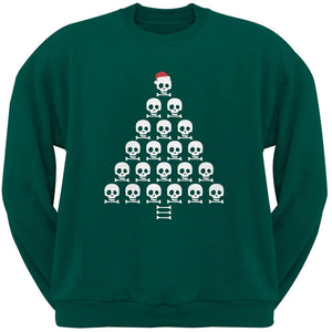 Skull & Crossbones Christmas Tree Black Adult Crew Neck Sweatshirt