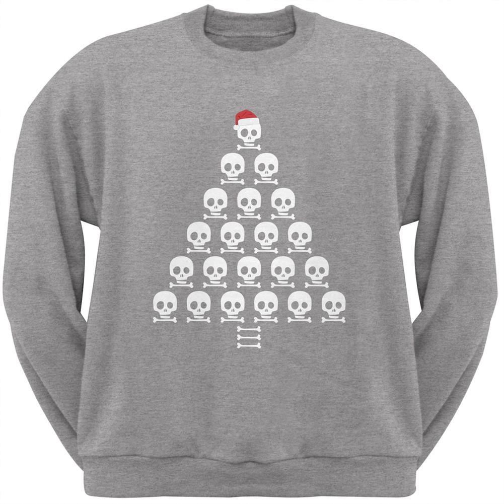 Skull & Crossbones Christmas Tree Black Adult Crew Neck Sweatshirt