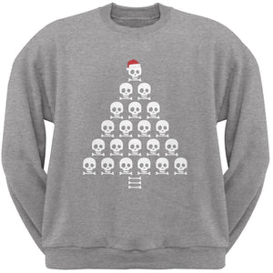 Skull & Crossbones Christmas Tree Black Adult Crew Neck Sweatshirt