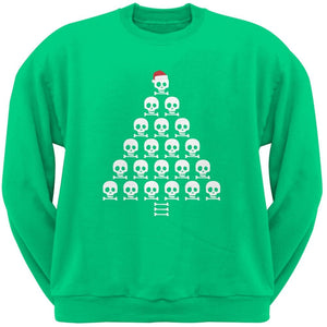 Skull & Crossbones Christmas Tree Black Adult Crew Neck Sweatshirt