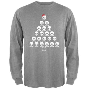 Skull & Crossbones Christmas Tree Black Adult Long Sleeve T-Shirt