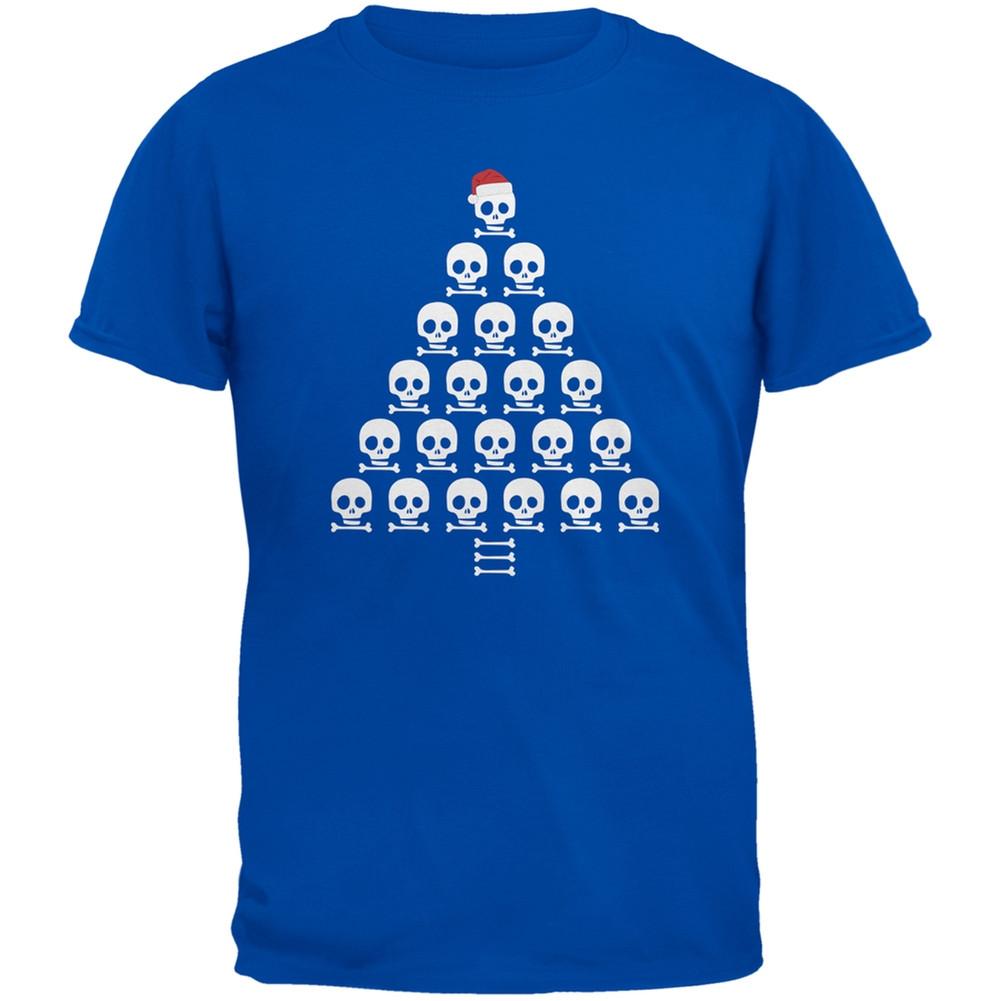 Skull & Crossbones Christmas Tree Blue Adult T-Shirt