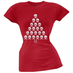 Skull & Crossbones Christmas Tree Pink Soft Juniors T-Shirt