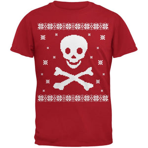 Big Skull & Crossbones Ugly Christmas Sweater Green Youth T-Shirt