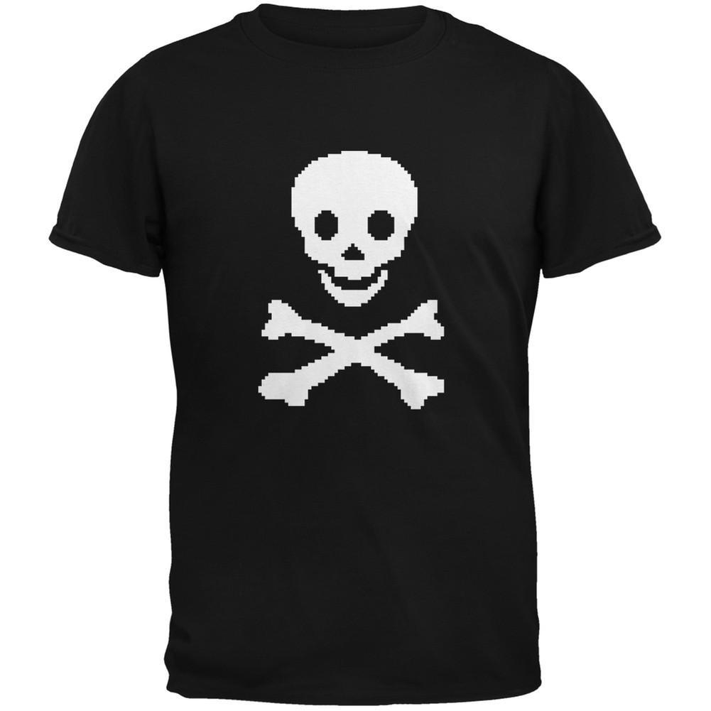 8-Bit Skull And Crossbones Black Youth T-Shirt