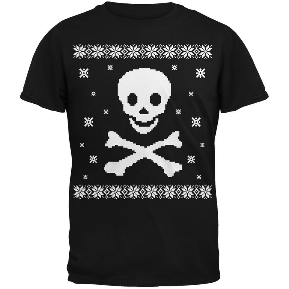 Big Skull & Crossbones Ugly Christmas Sweater Green Youth T-Shirt