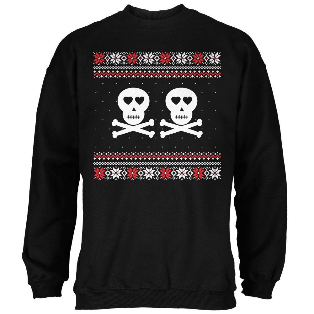 Skull and Crossbones Lovers Ugly Christmas Sweater Black Adult Sweatshirt