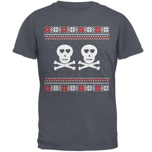 Skull and Crossbones Lovers Ugly Christmas Sweater Black Adult T-Shirt