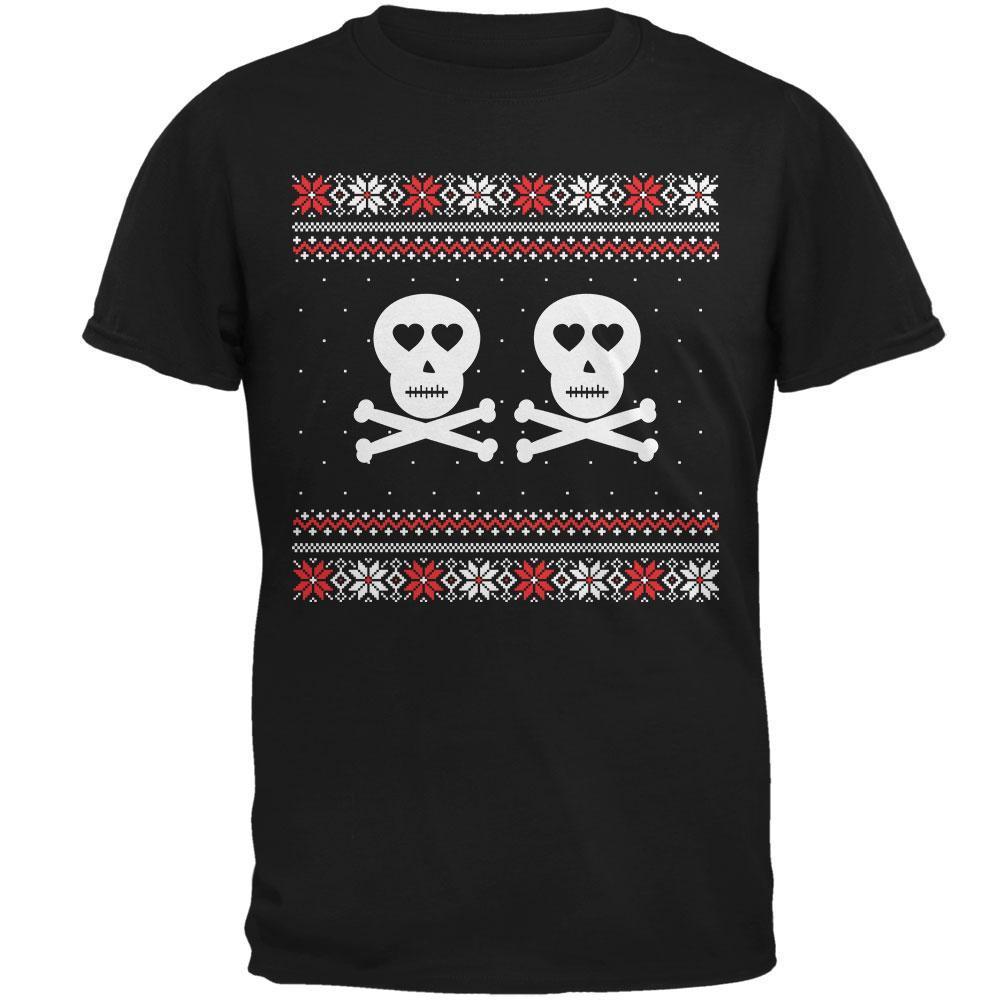 Skull and Crossbones Lovers Ugly Christmas Sweater Black Youth T-Shirt