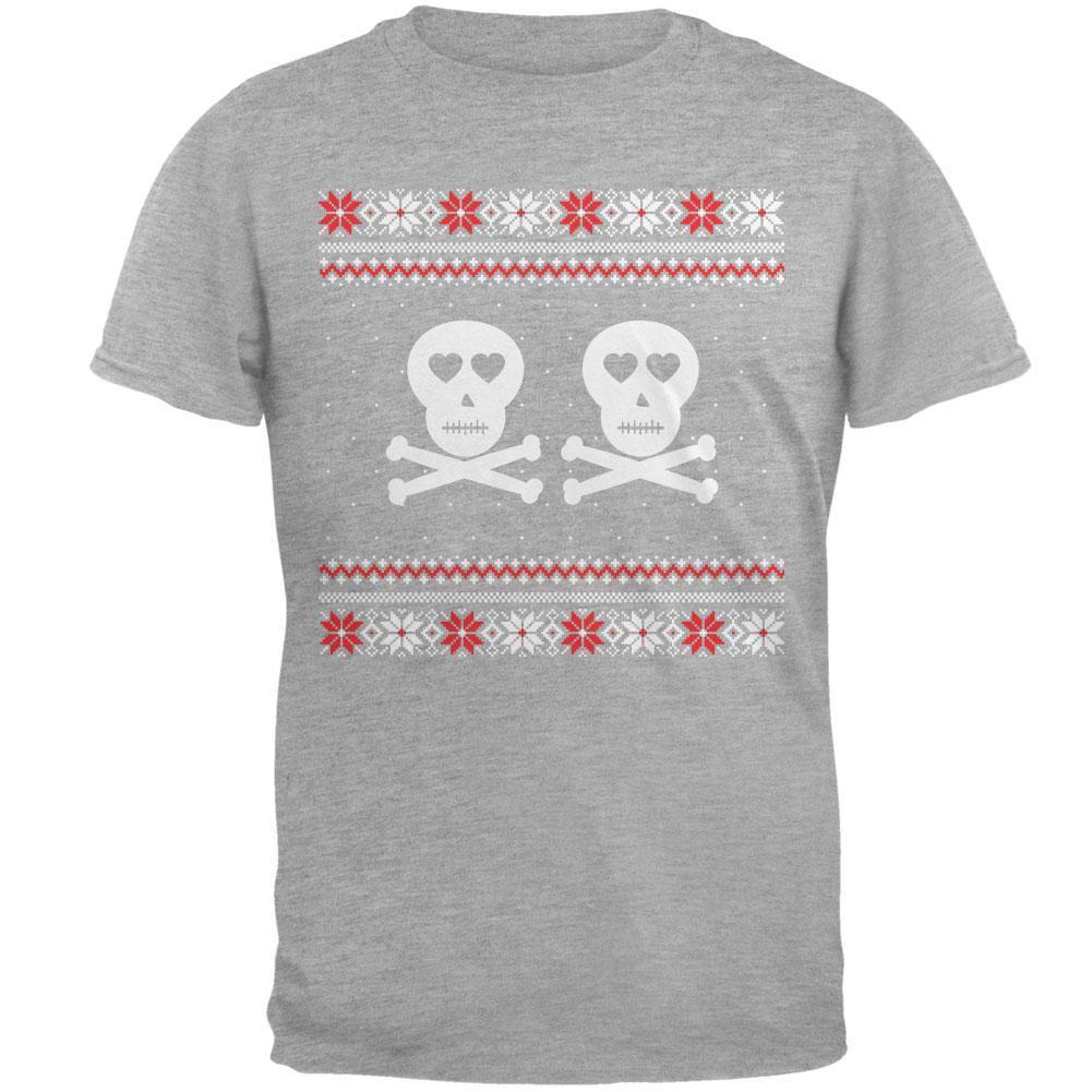 Skull and Crossbones Lovers Ugly Christmas Sweater Black Youth T-Shirt