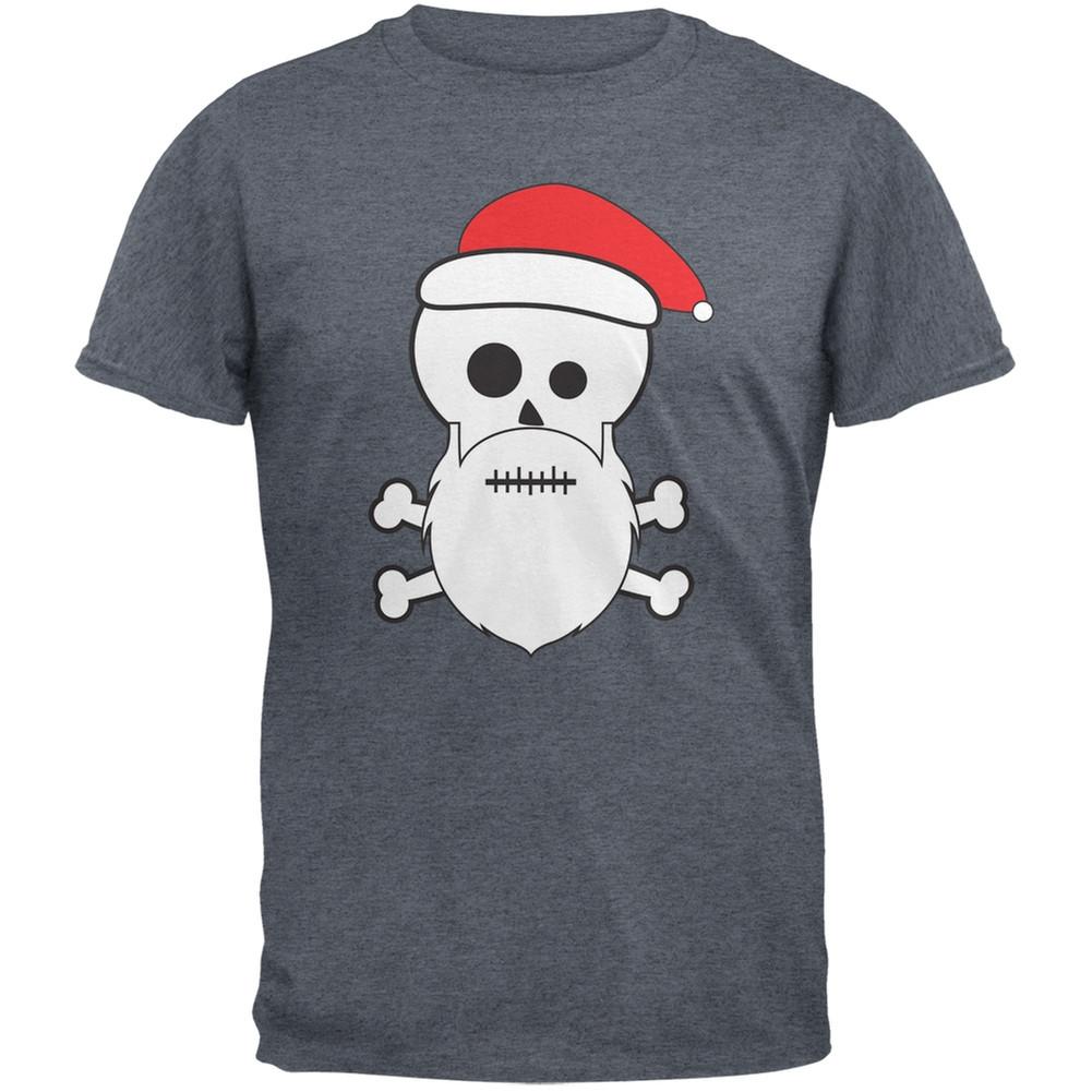 Skull and Crossbones Santa Dark Heather Grey Adult T-Shirt