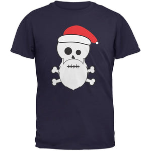 Skull and Crossbones Santa Navy Adult T-Shirt