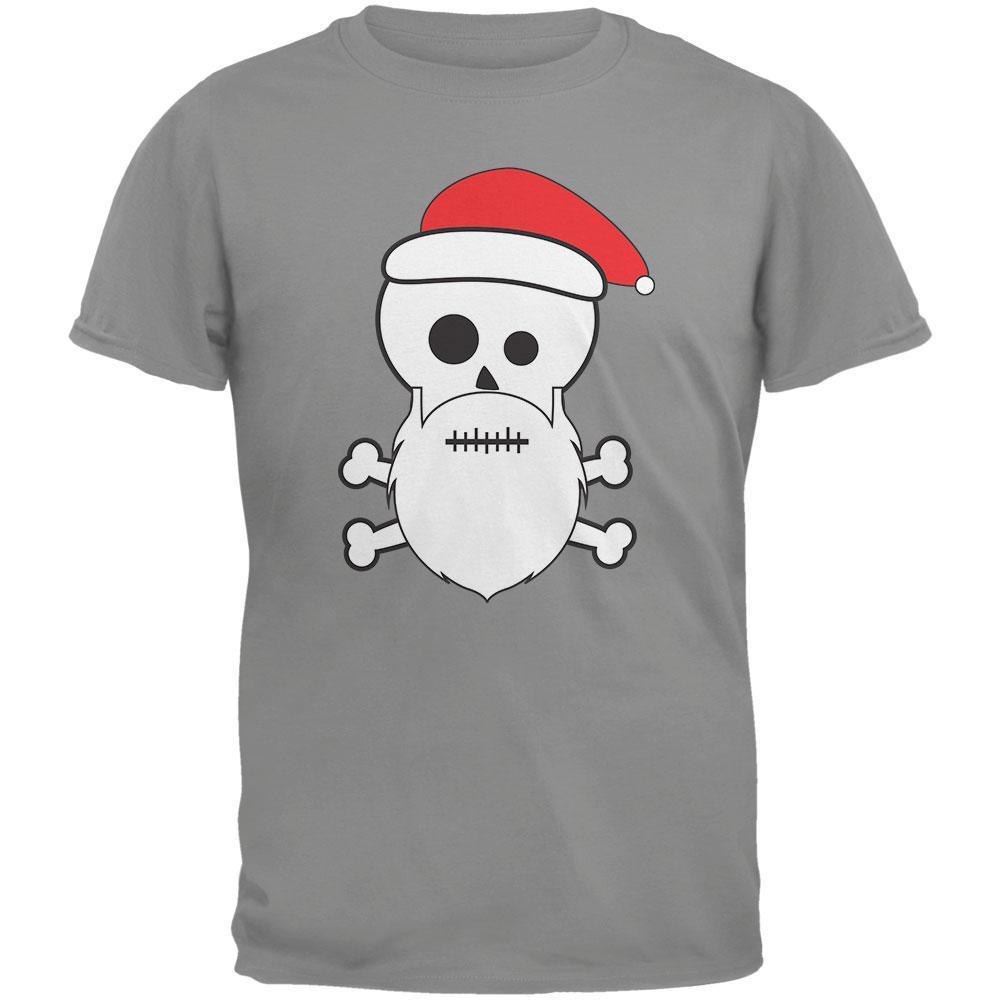 Skull and Crossbones Santa Storm Grey Adult T-Shirt