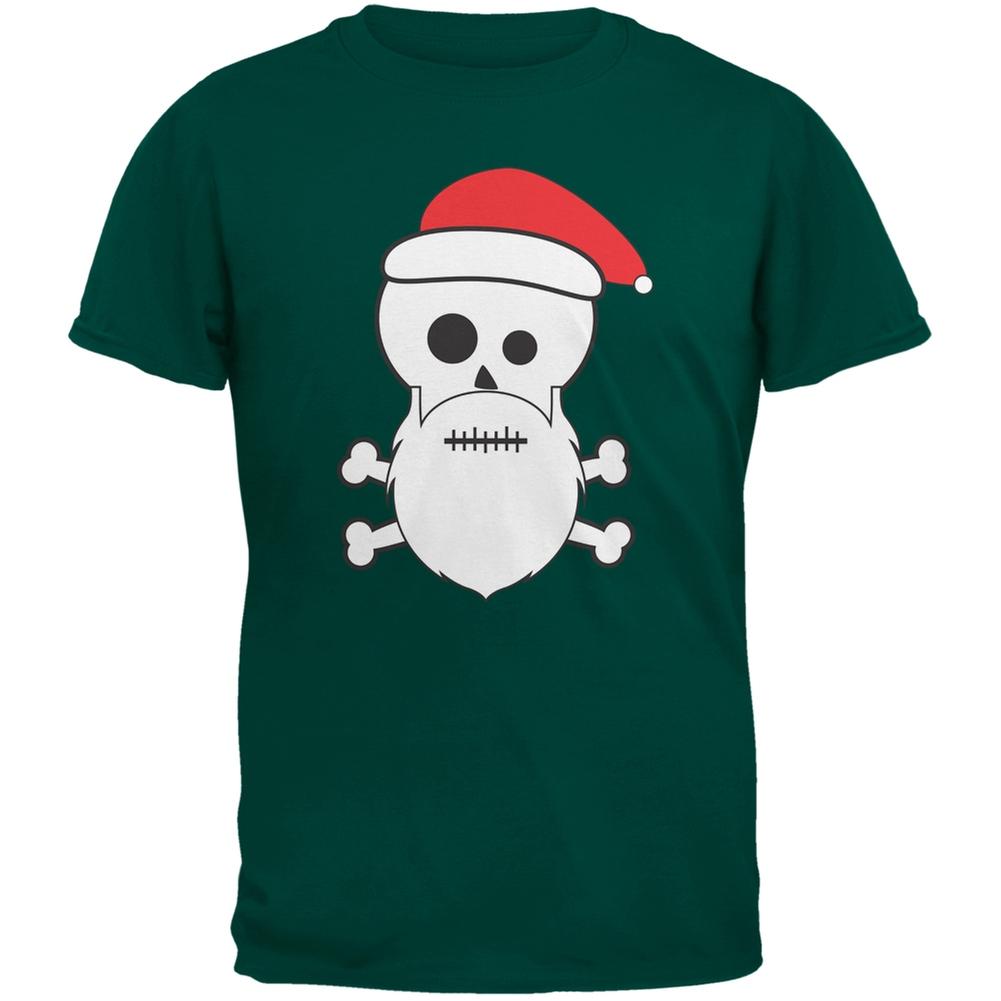 Skull and Crossbones Santa Dark Green Adult T-Shirt