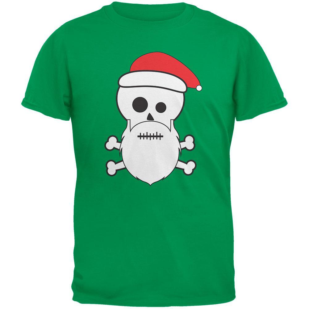 Skull and Crossbones Santa Irish Green Adult T-Shirt