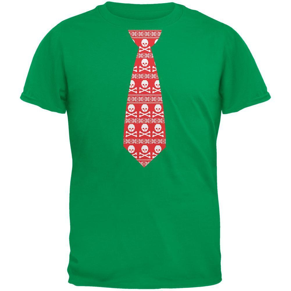 Skull And Crossbones Red Tie Ugly Christmas Sweater Green Adult T-Shirt