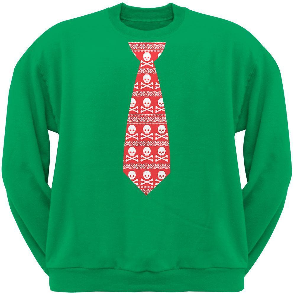 Skull And Crossbones Red Tie Ugly Christmas Sweater Green Adult Sweatshirt