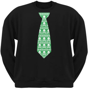 Skull And Crossbones Green Tie Ugly Christmas Sweater Black Adult Sweatshirt