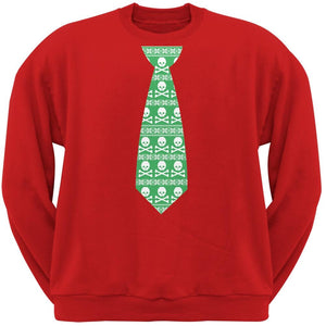 Skull And Crossbones Green Tie Ugly Christmas Sweater Black Adult Sweatshirt