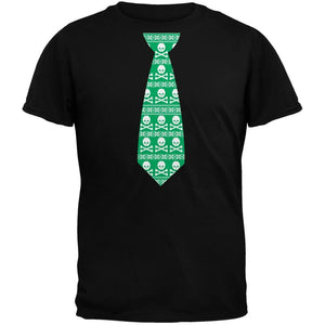 Skull And Crossbones Green Tie Ugly Christmas Sweater Black Adult T-Shirt