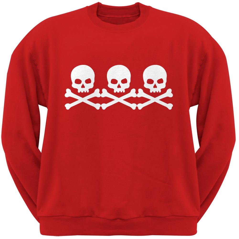 3 Skull And Crossbones Black Adult Crew Neck Sweatshirt