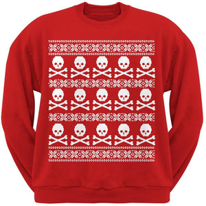 Big Skull And Crossbones Pattern Ugly Christmas Sweater Black Adult Sweatshirt
