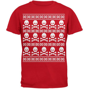 Big Skull And Crossbones Pattern Ugly Christmas Sweater Black Youth T-Shirt