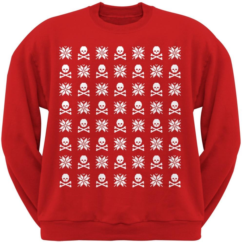Skull And Crossbones Snowflake Ugly Christmas Sweater Black Adult Sweatshirt